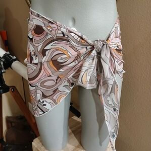 White Fox Boutique Abstract Pattern Swim Coverup - Pink and Brown